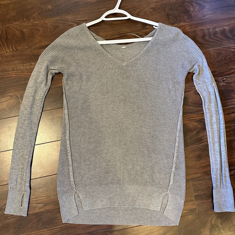 Lululemon Athletica Gray V-Neck Sweater
